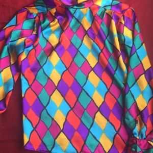 Vintage silk color block blouse